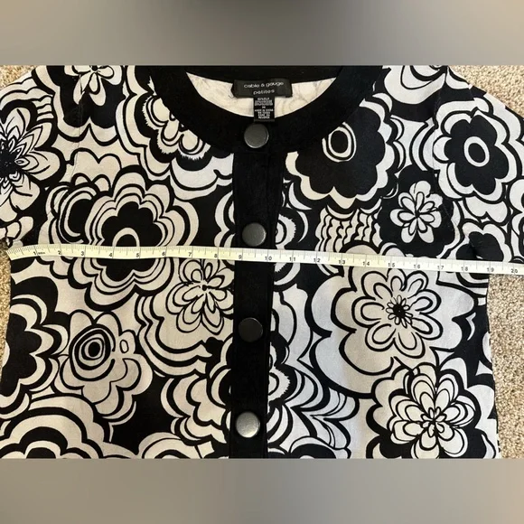 Cable and Gague cardigan sweater Petitie M, black and grey mod pattern - Picture 10 of 15